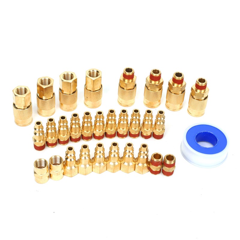 FYPower 30 Pieces 1/4" NPT Air Coupler and Plug Kit, Quick Connect Air Fittings, Industrial Solid Brass Quick Connect, Connector Set - Image 2